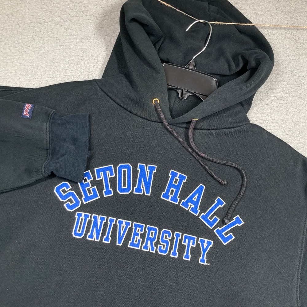Seton Hall University Hoodie Men L Black Collegiate Pullover Sweatshirt FLAWS
